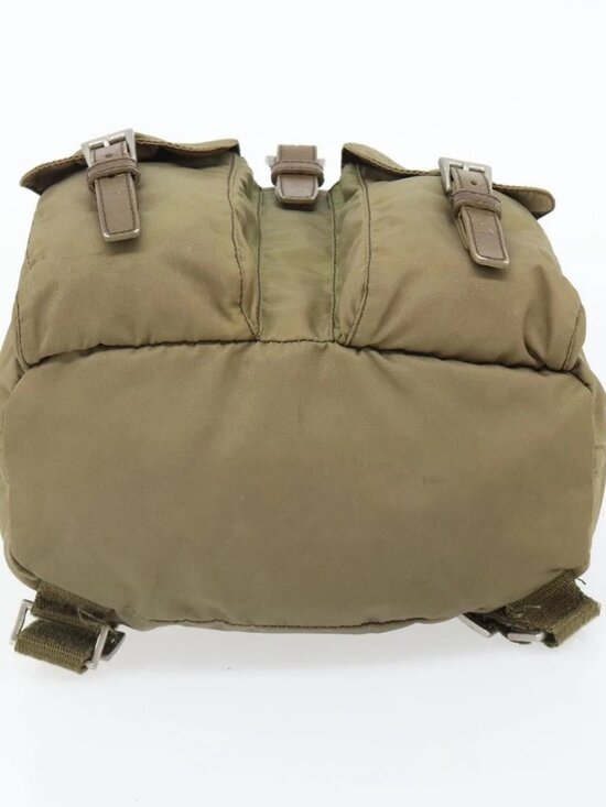 PRADA Backpack Nylon Khaki Silver Auth main image 12